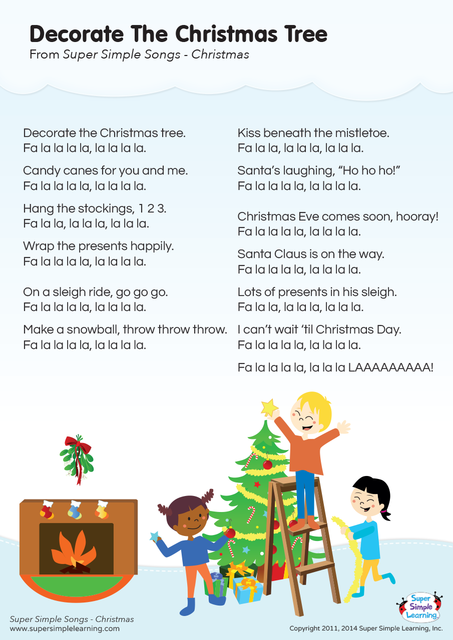 decorate the christmas tree lyrics poster - super simple